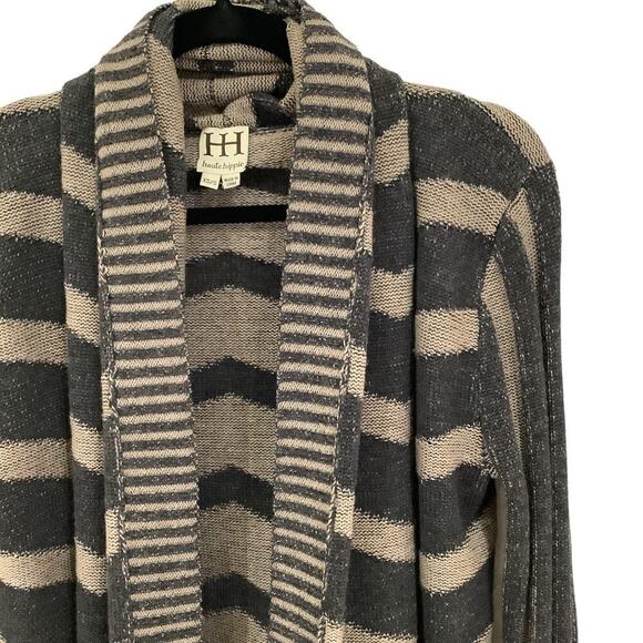 Haute Hippie Brown Tan Merino Wool Striped Jacquard XS - Small Sweater Cardigan - Picture 3 of 10